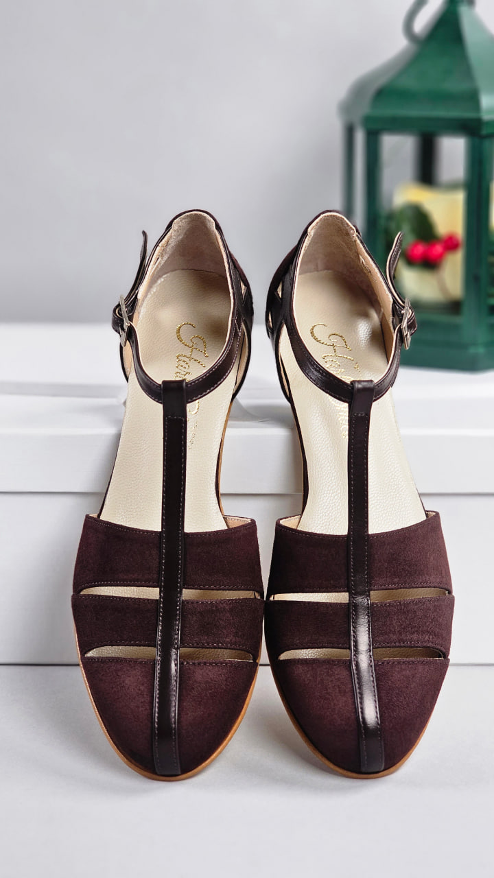 Harmony Dark Chocolate Suede & Leather 4 cm heel