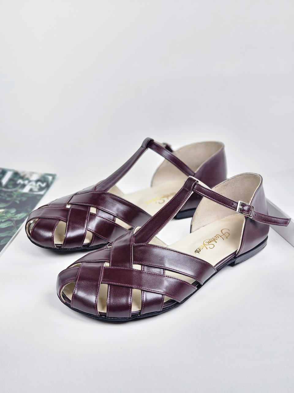 Barefoot Summer Bordeaux Leather 0.5 cm heel