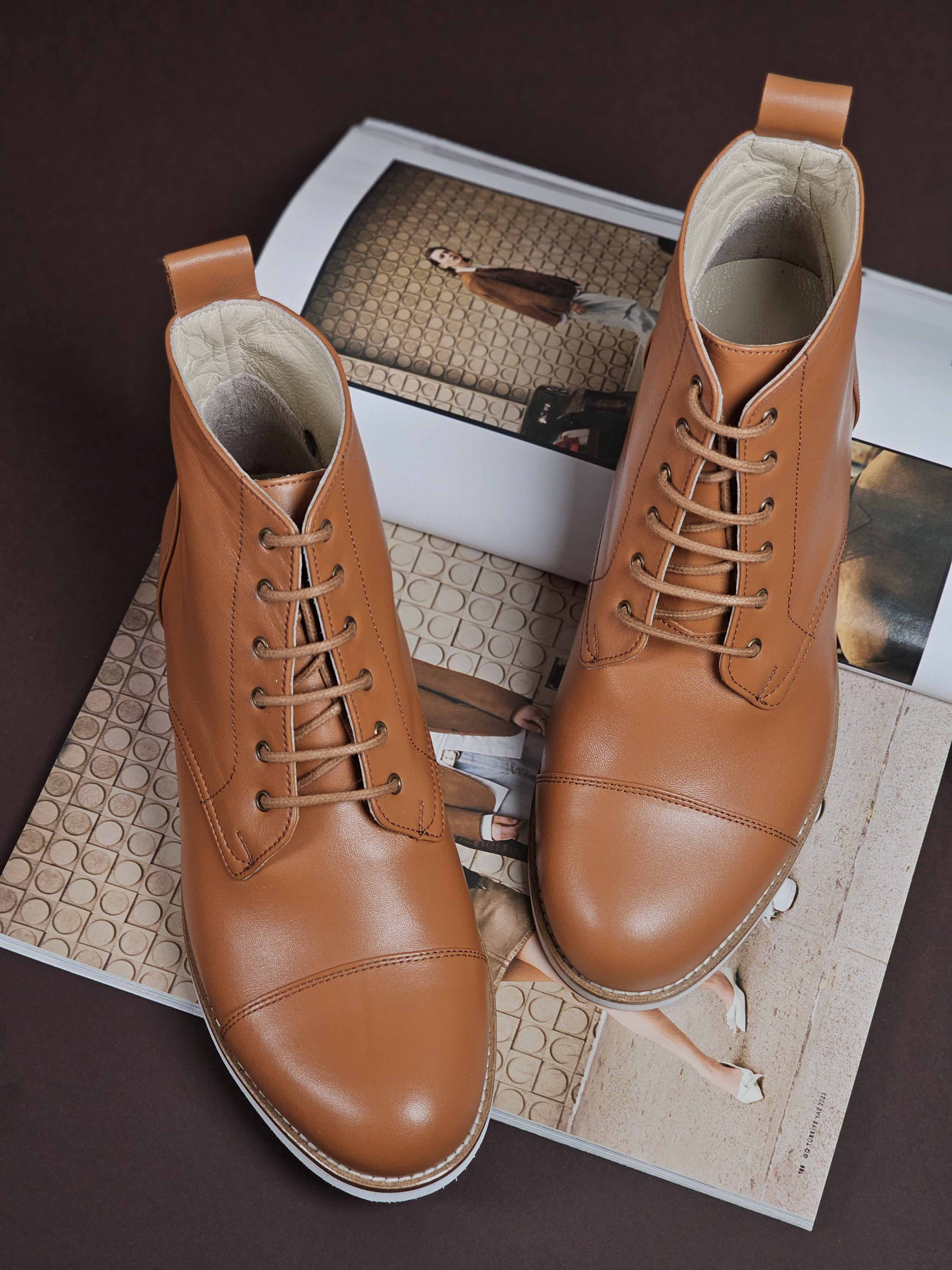 Derby Boots Light Brown Leather with Eva Sole