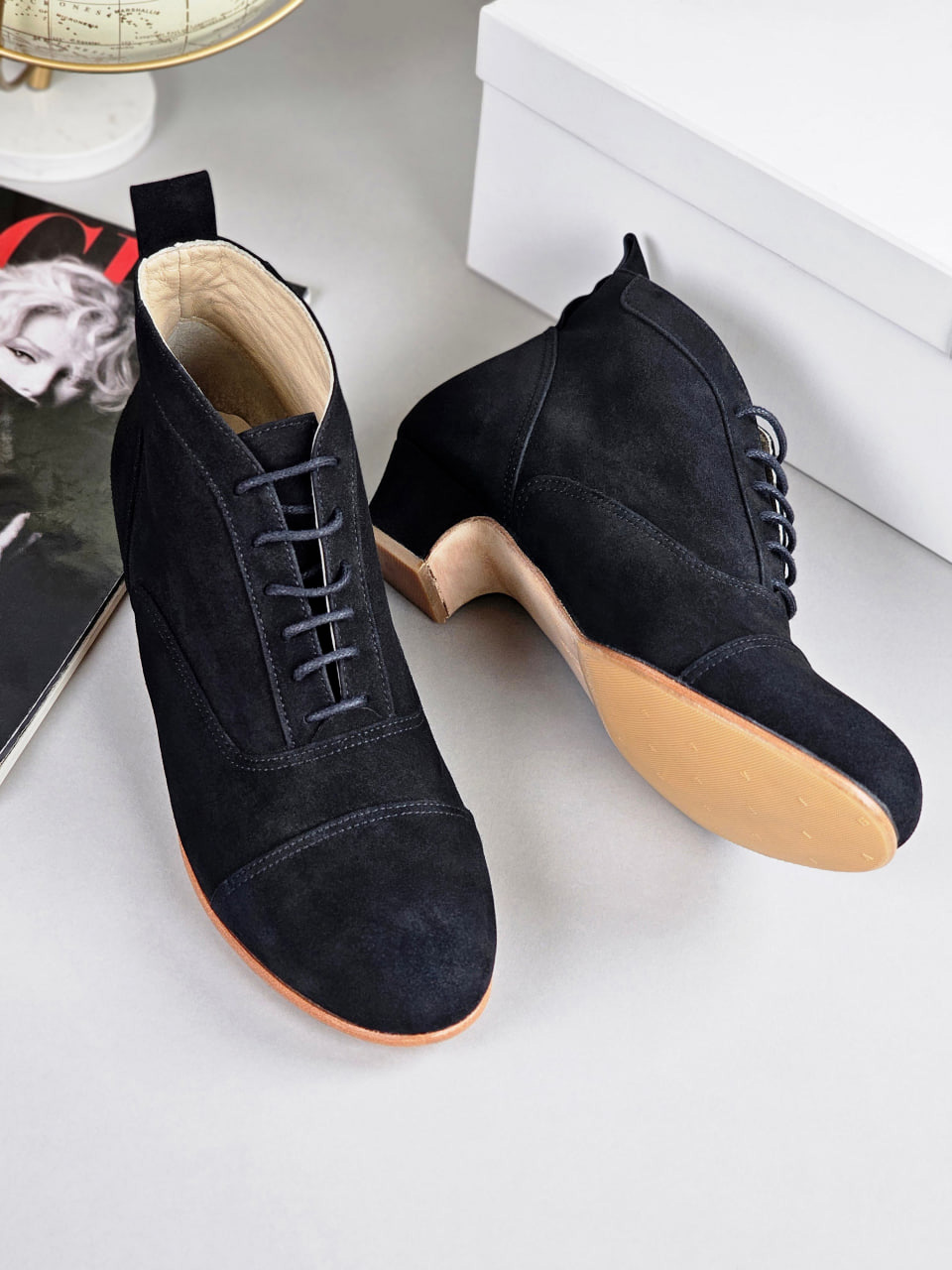 Smooth Boots Black Suede 4 cm heel