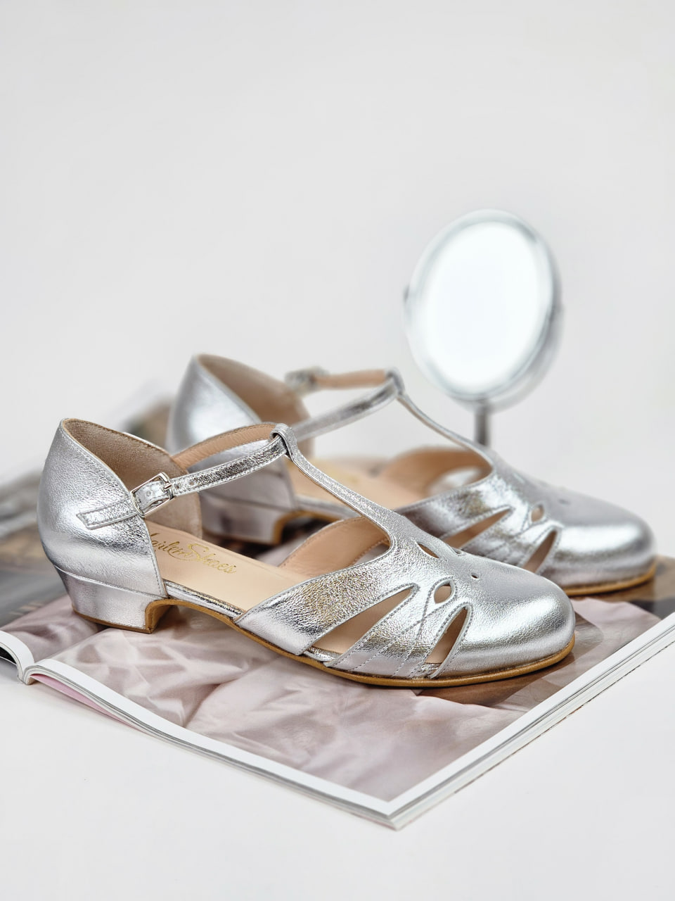 Rosy Silver Leather 3 cm heel