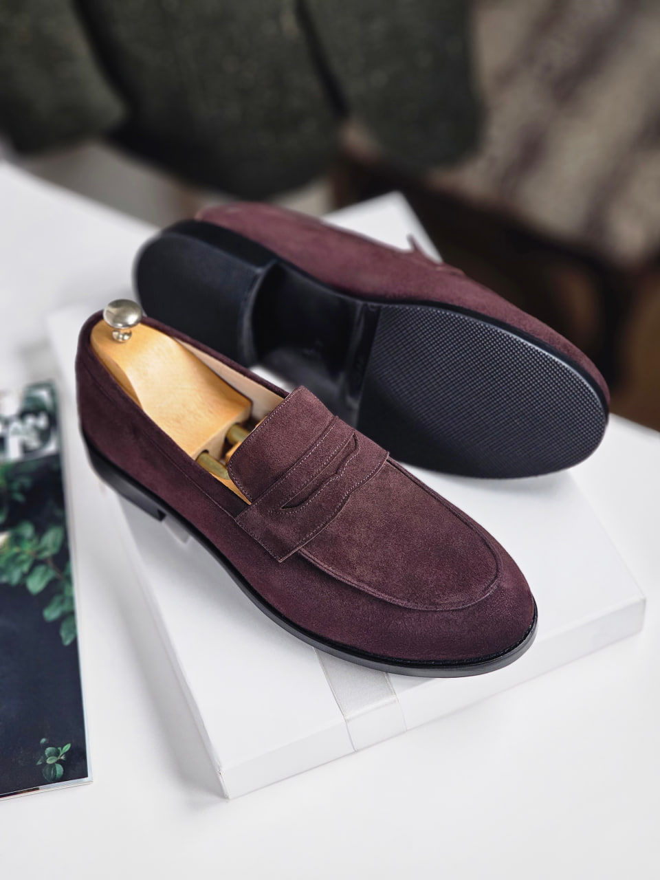 Loafers Dark Chocolate Suede 2 cm heel