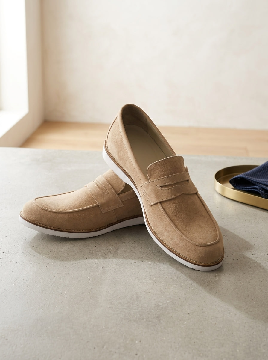 Loafers Beige Suede with Eva Sole