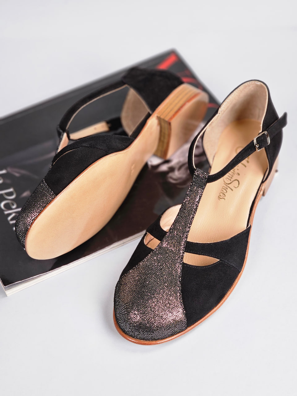Isabel Black & Silver Rain Suede 2 cm heel
