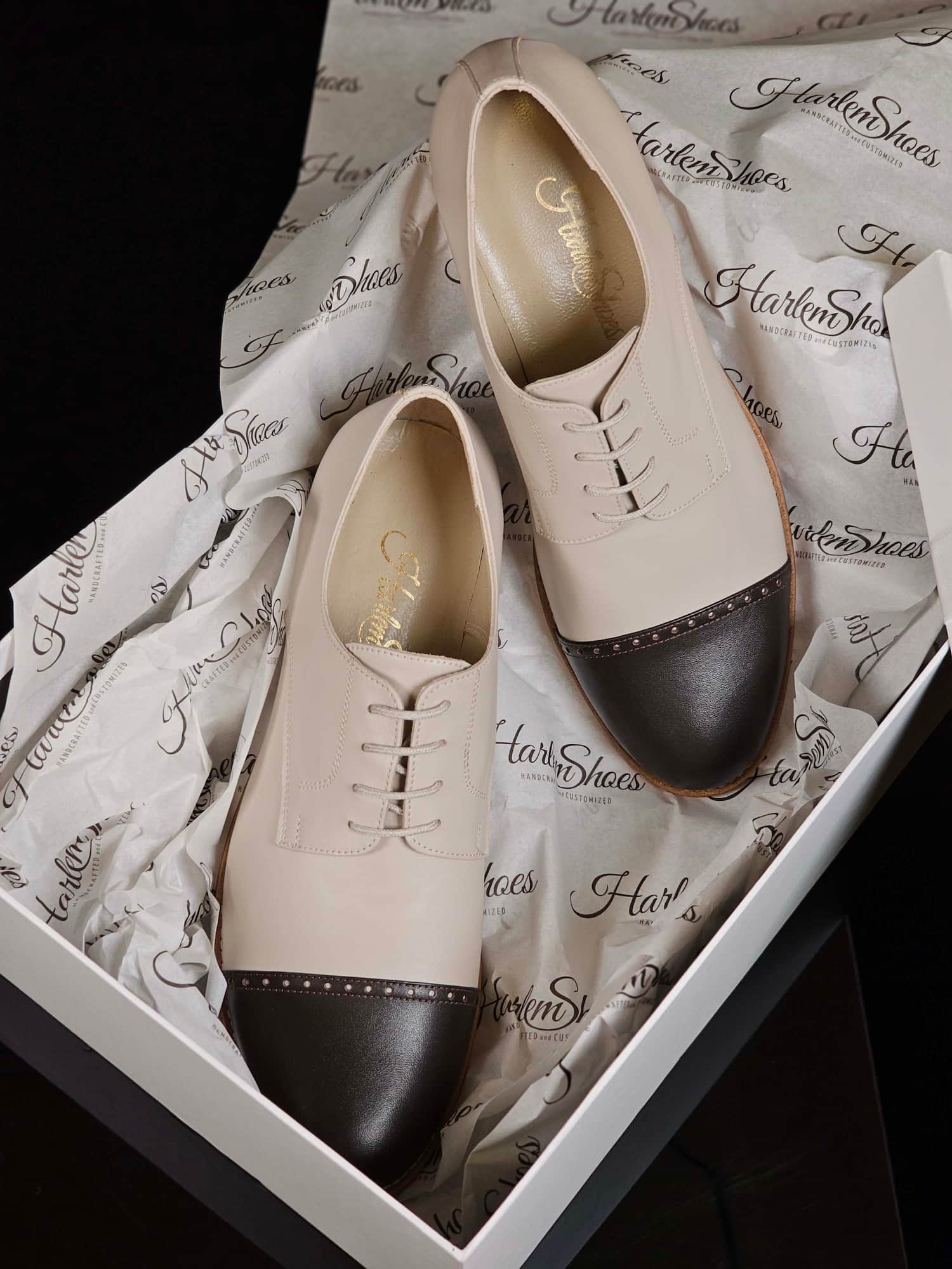 California Beige Leather & nose Dark Chocolate leather 2 cm heel