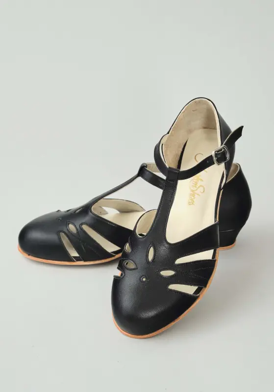 Rosy Black leather 3 cm heel