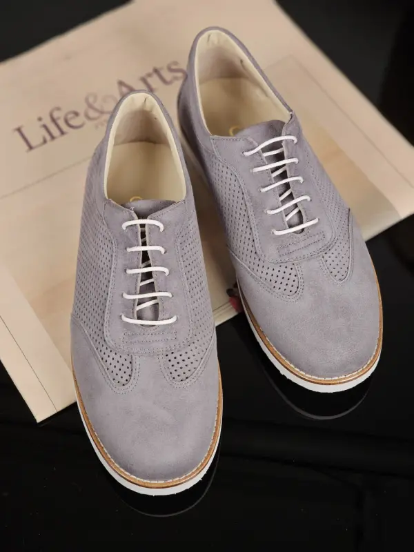 New York Perforated Grey Suede