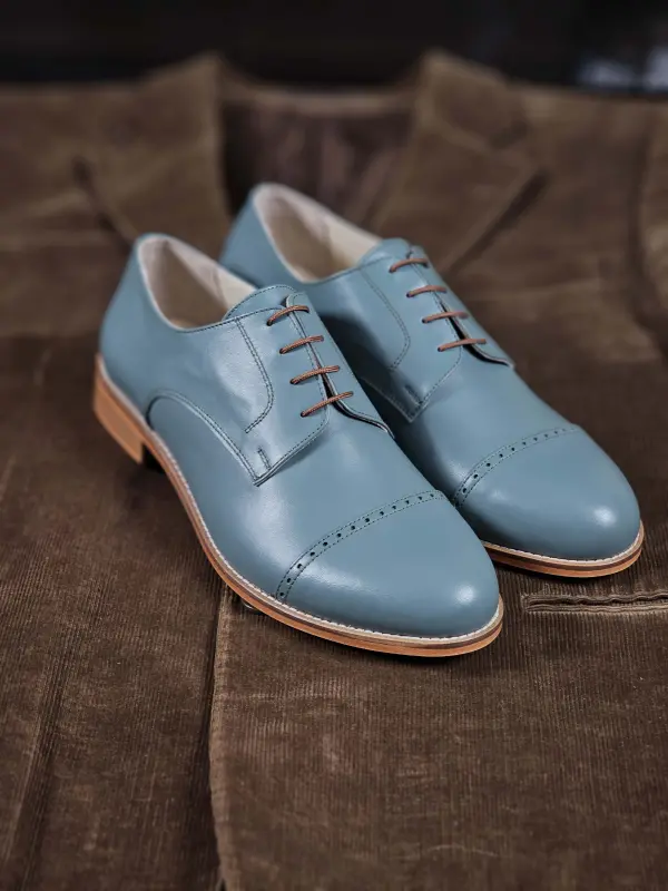 California Teal Green Leather 2cm heel