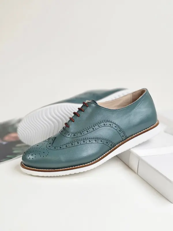 Brogue Teal Green Leather with Eva Sole