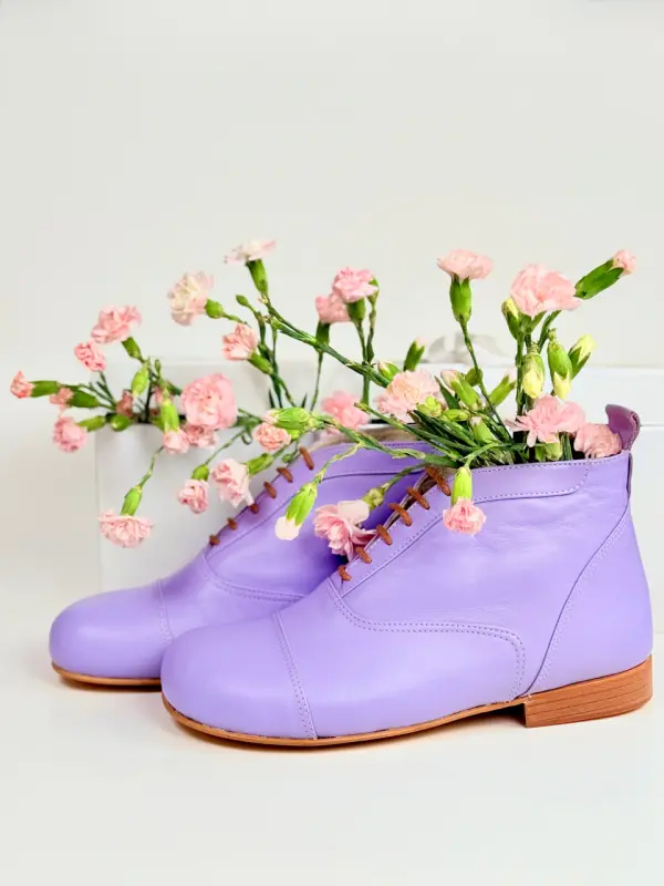 Barefoot Smooth Boots Lilac Leather 2 cm heel