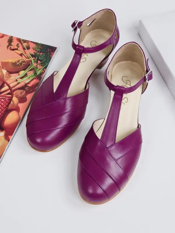 Aubergine Leather 4 cm heel