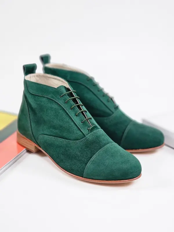 Smooth Boots Emerald Suede 2 cm heel