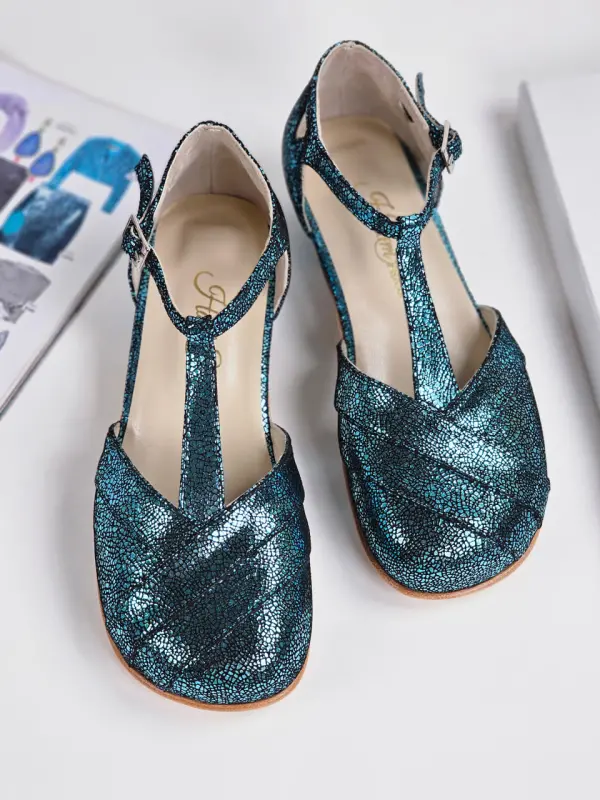 Barefoot Sugar Blue Stone Suede 2 cm heel