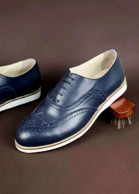 Brogue Dark Blue Leather with Eva sole