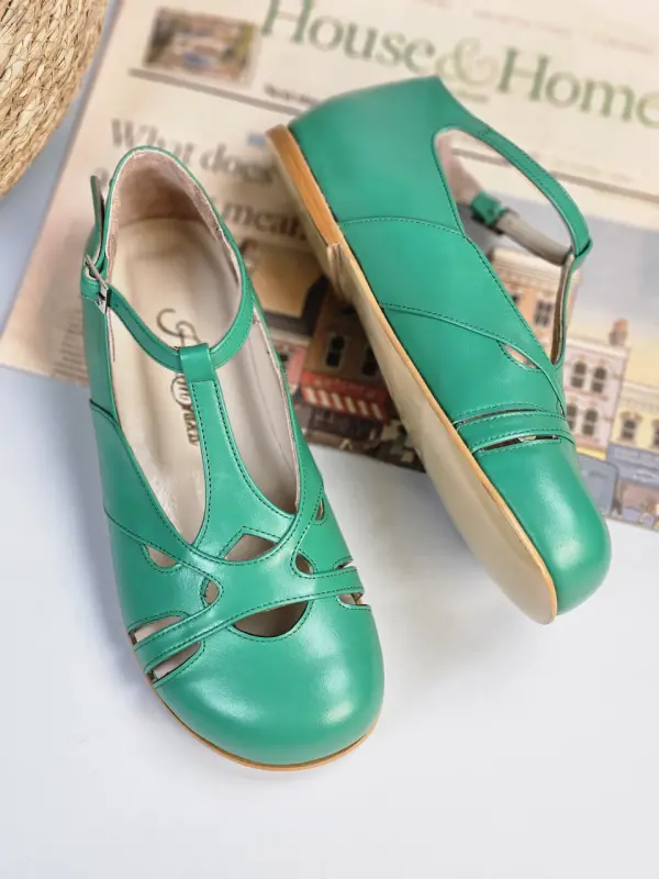 Barefoot Spring Apple Green Leather 0.5 cm heel