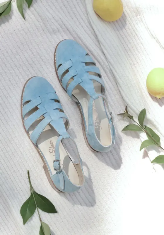 Sandals Baby Blue Suede 2 cm heel
