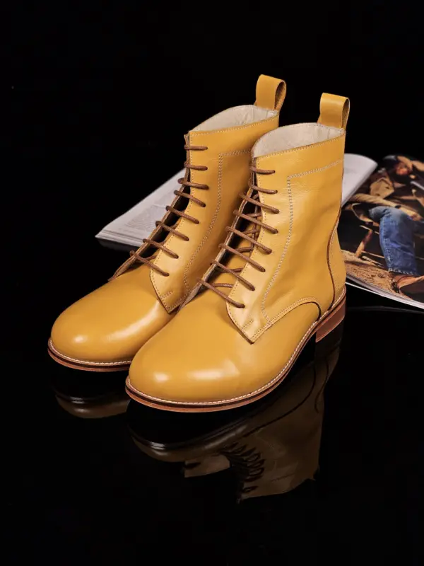 Harlem Boots Yellow Leather 2 cm heel