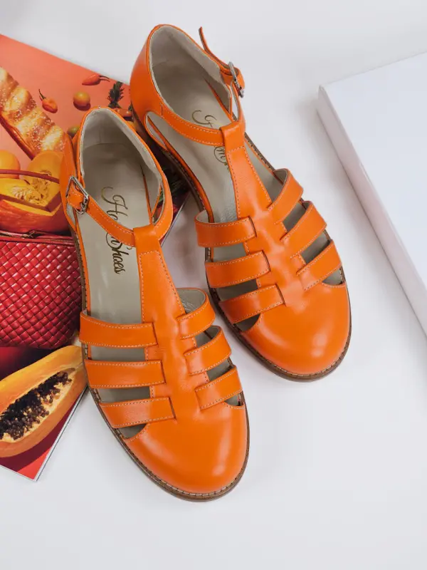 Sandals Orange Leather 2 cm heel