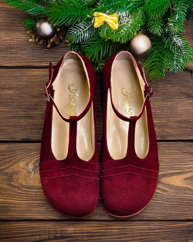 Barefoot Barbie Bordeaux Suede 2 cm heel