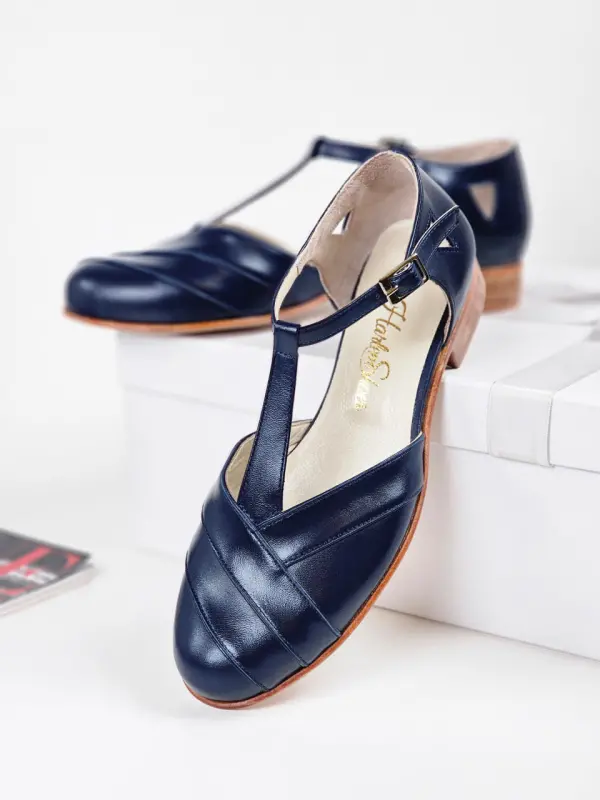 Dark Blue Leather 2 cm heel