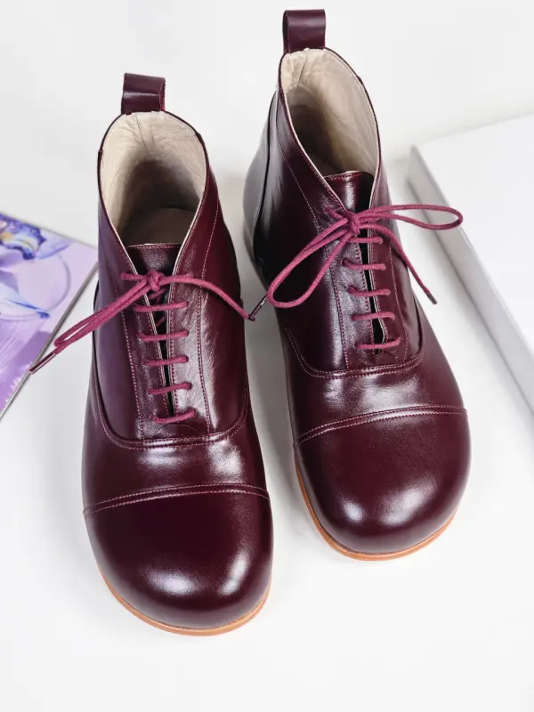Barefoot Smooth Boots Bordeaux Leather 2 cm heel