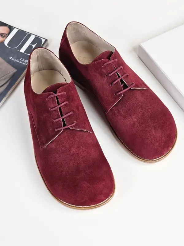 Barefoot Frankie Bordeaux Suede 1 cm heel