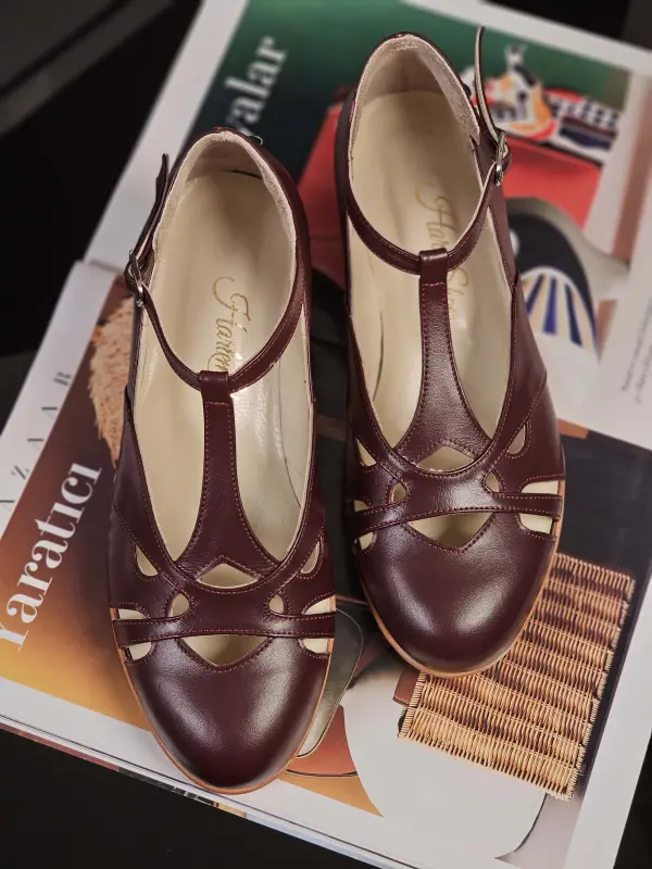 Bordeaux Leather 4 cm heel
