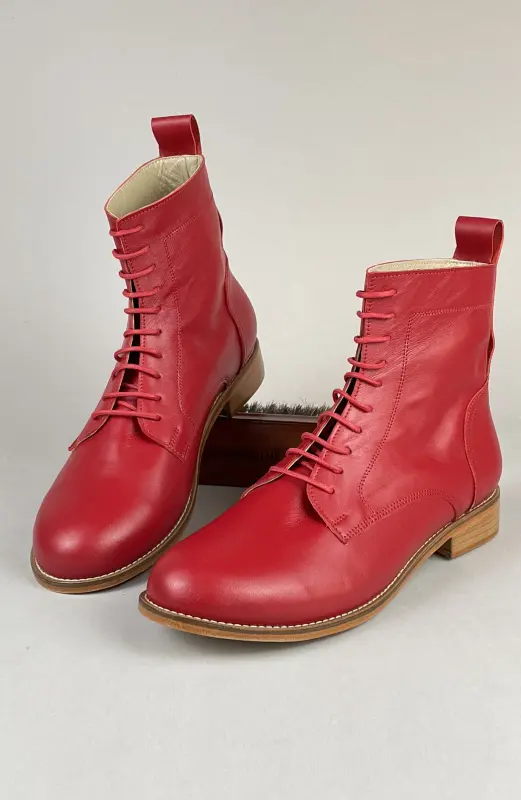Harlem Boots Red Leather 2 cm heel