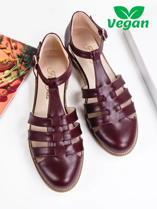 Sandals Vegan Bordeaux Leather 2 cm heel