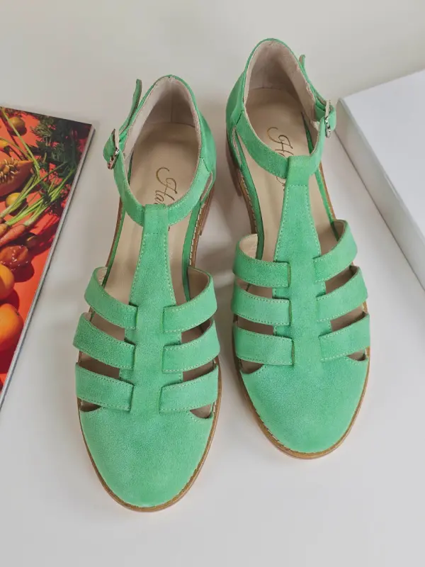 Sandals Mint Green Suede 2 cm heel