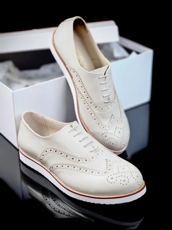 Brogue Beige Leather with Eva sole