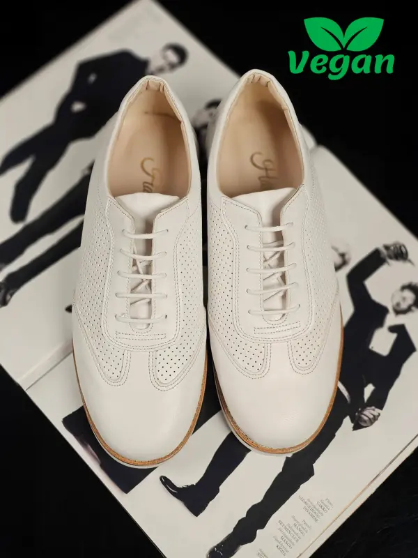New York Perforated Vegan White Leather