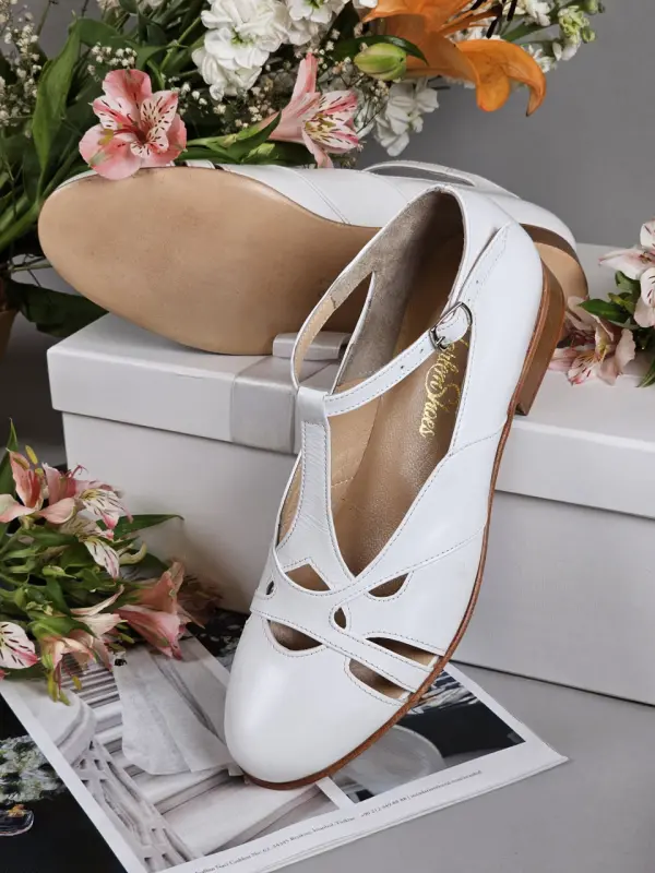Spring White Leather 2 cm heel