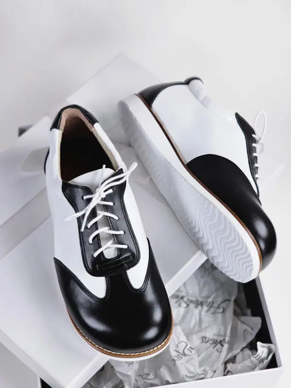 Barefoot New York Black & White Leather