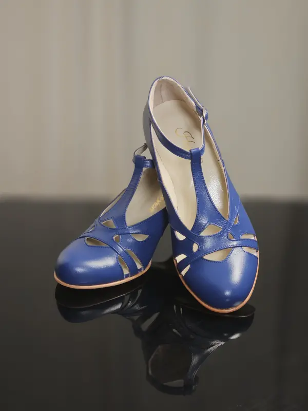 Blue Leather 6 cm heel