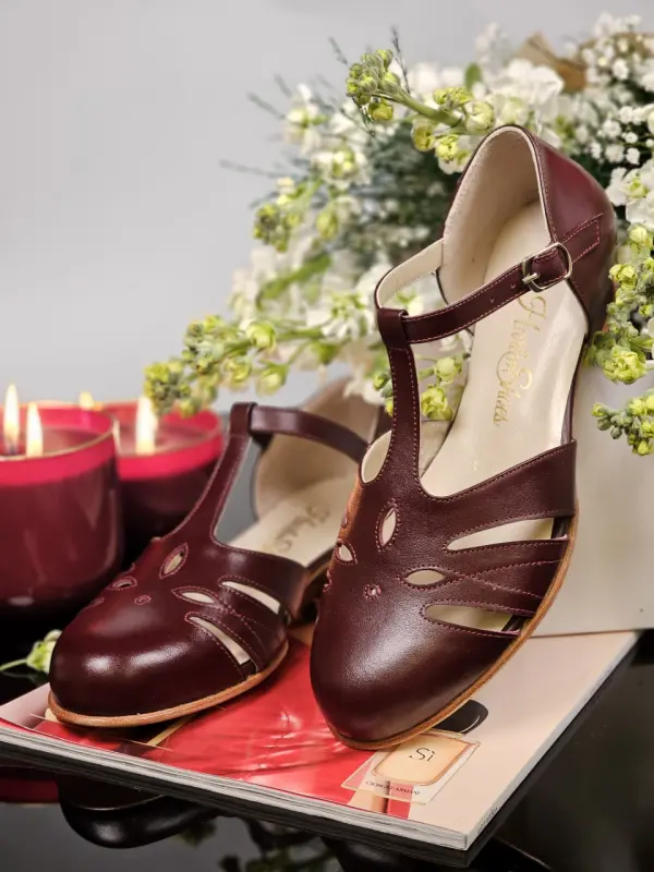 Rosy Bordeaux Leather 3 cm heel