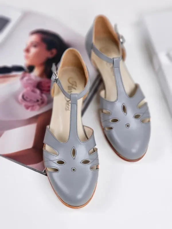 Rosy Rosy Grey Leather 3 cm heel