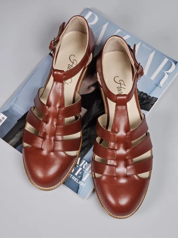 Sandals Brown Leather 2 cm heel