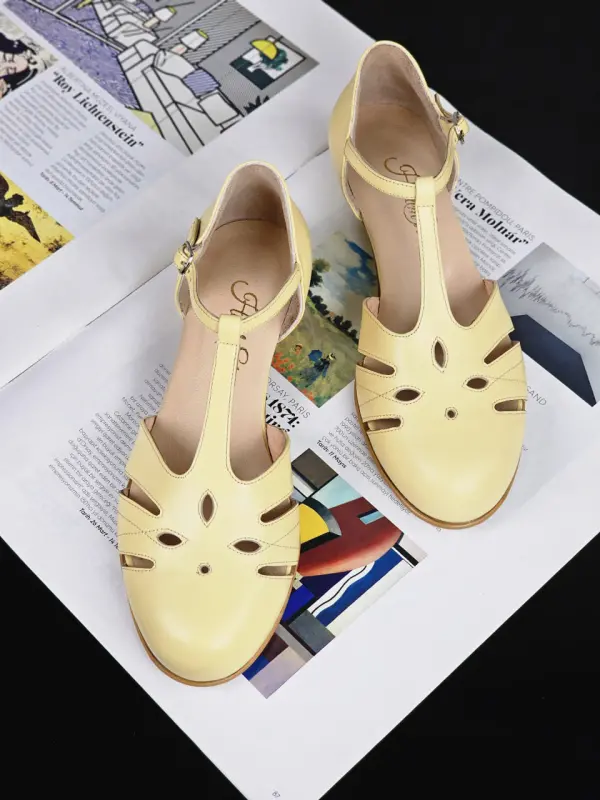 Rosy Lemon Yellow Leather 3 cm heel