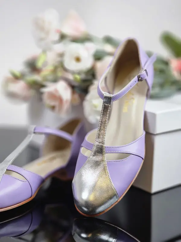 Isabel Lilac & Silver Leather 3 cm heel