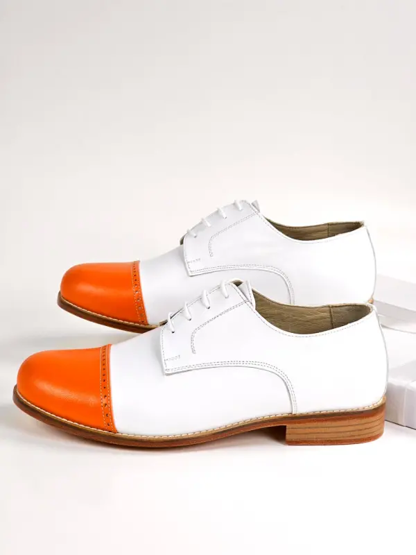 California White leather & Nose Orange Leather 2 cm heel