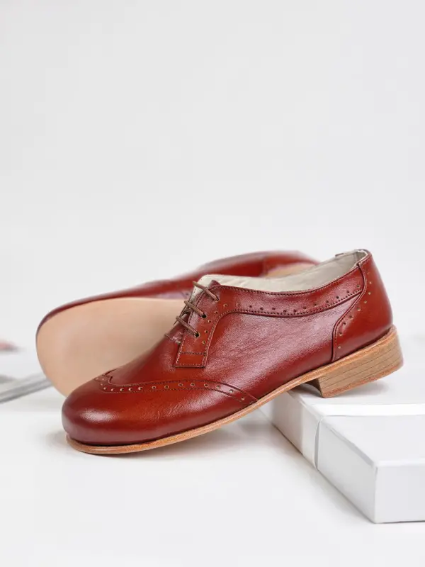 Barefoot Oxfords Brown Leather 2 cm heel