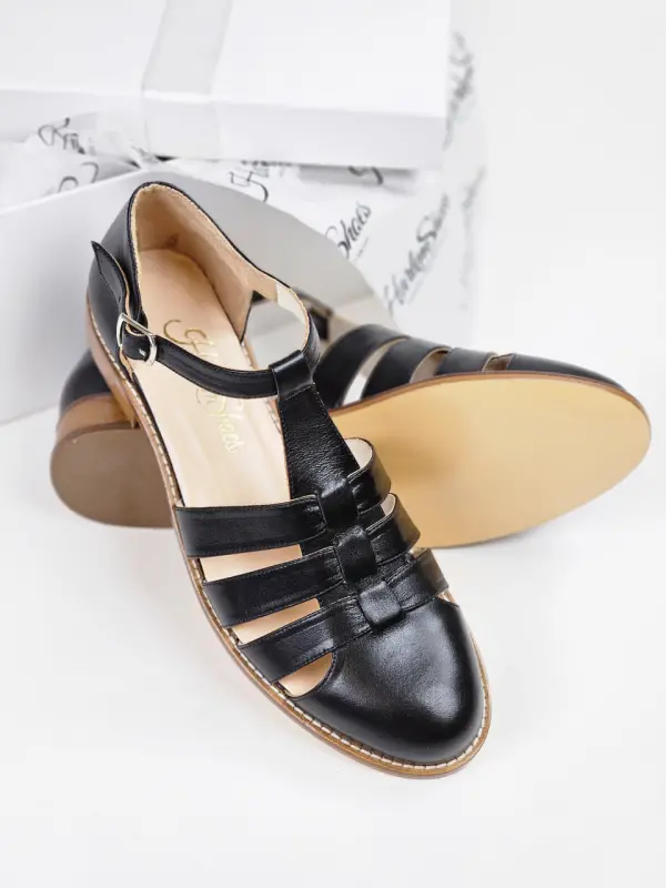Sandals Black Leather 2 cm heel