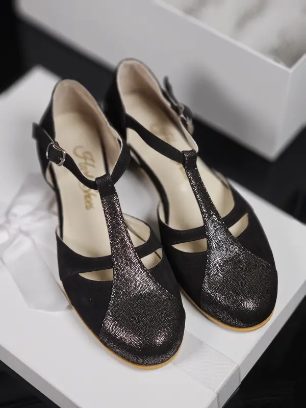 Isabel Black & Silver Rain Suede 3 cm heel