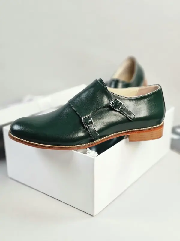 Monk Jungle Green Leather 2 cm heel