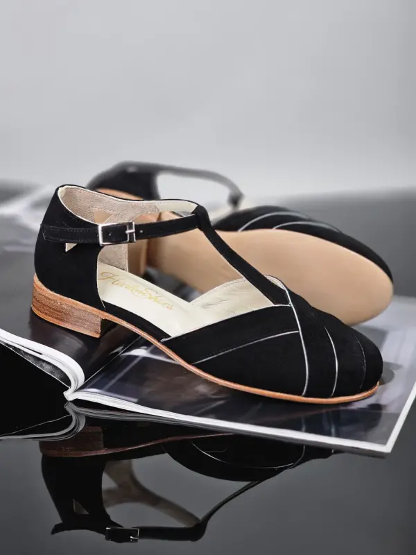 Sugar Black Suede with Silver Lines 2 cm heel