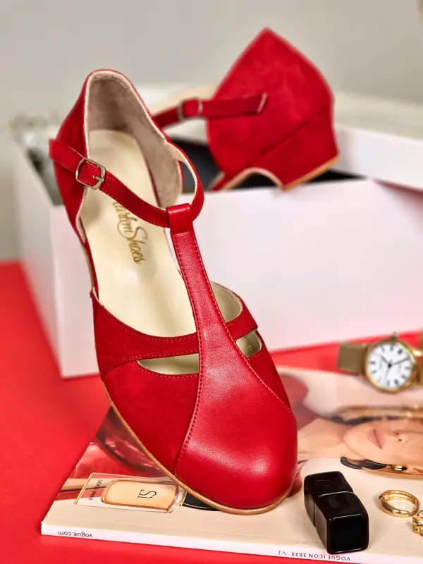 Red Suede & Leather 3 cm heel
