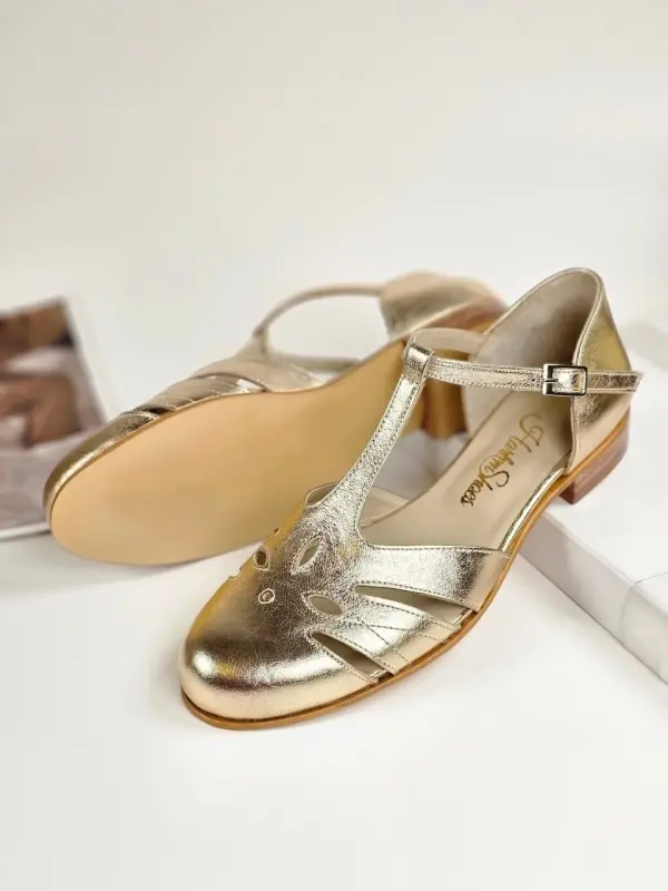 Rosy Platinum Gold Leather 2 cm heel