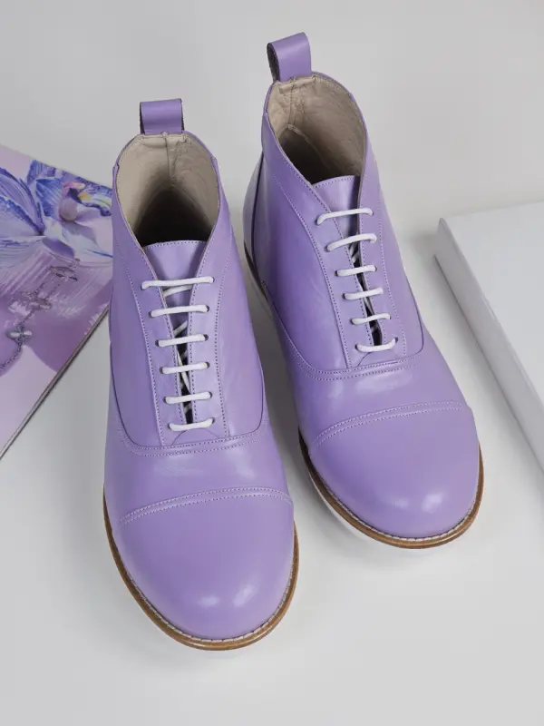 Smooth Boots Lilac Leather with Eva sole