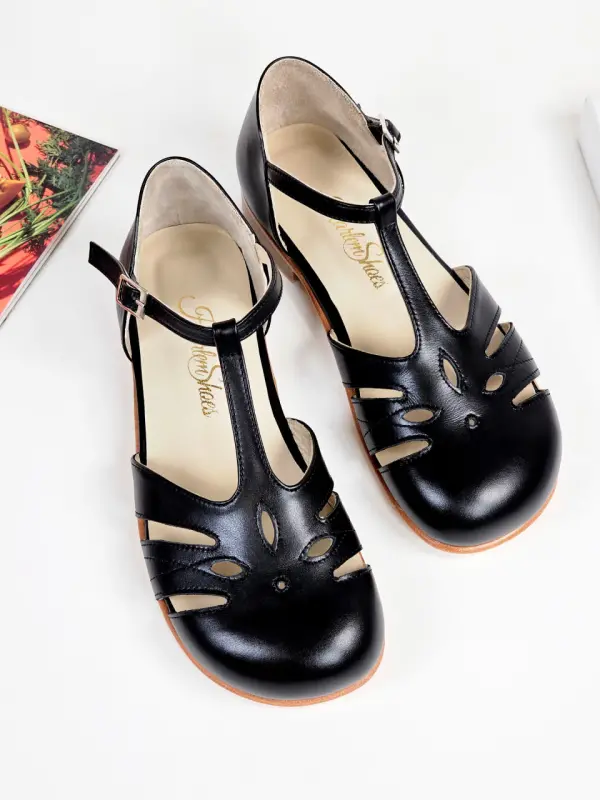 Barefoot Rosy Black Leather 2 cm heel